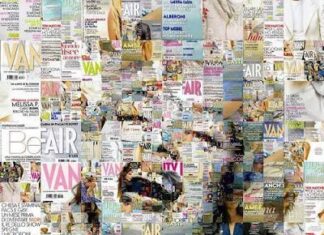 Mosaico de Marylin Monroe con portadas de revistas