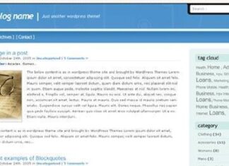 Simple blue theme, Bajar WordPress theme