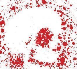 Ilusion optica. Calavera en cartel sangriento