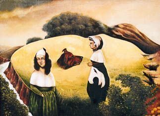 Ilusion optica. 2 mujeres , 1 perro y…algo mas?