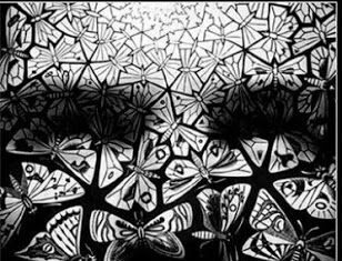 Teselaciones de mariposas que crean un rostro