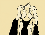Original ilusión del jarrón de Rubin con mujeres