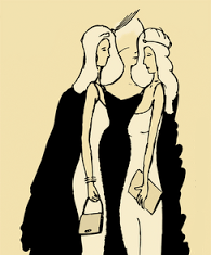 Original ilusión del jarrón de Rubin con mujeres