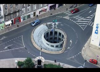 Rotonda de trafico. Ilusion optica real