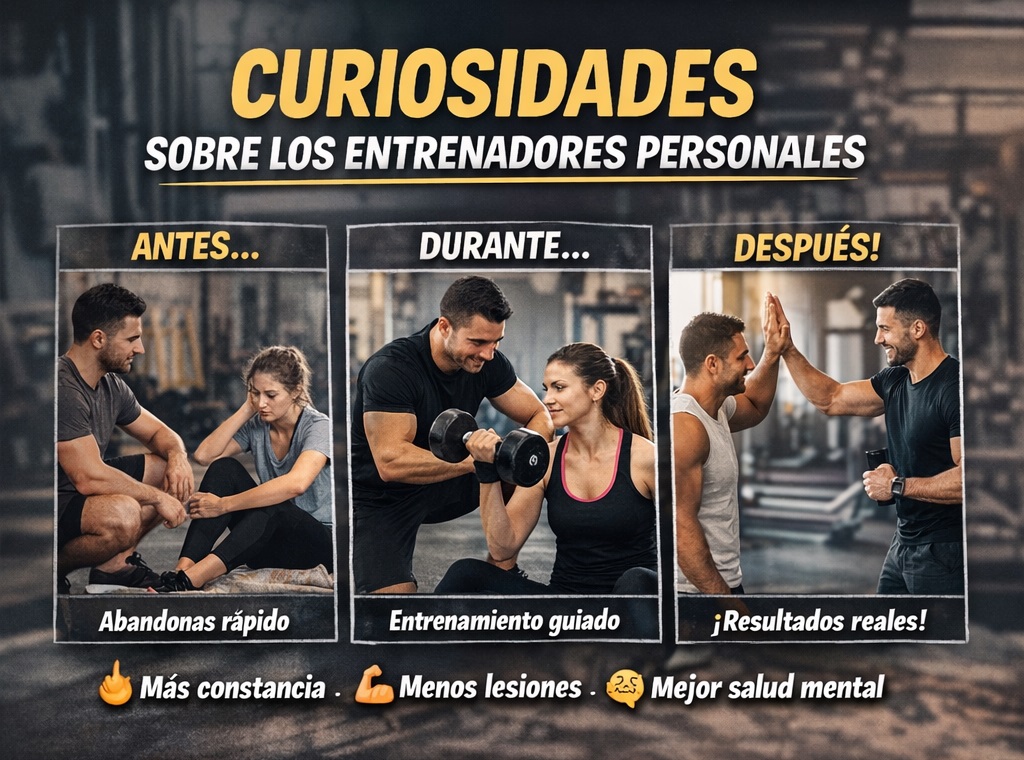 Entrenador personal en Madrid guiando entrenamiento de fuerza con resultados antes y después